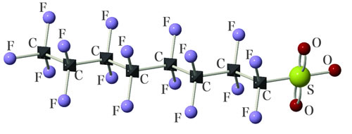 ペルフルオロオクタンスルホン酸の構造式
